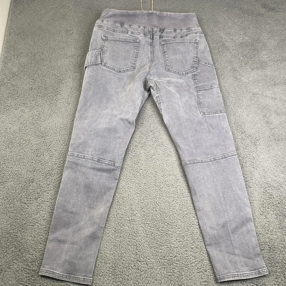 Dovetail Workwear Pants Double Knee Gray Utility Work Stretch Zipper Pockets